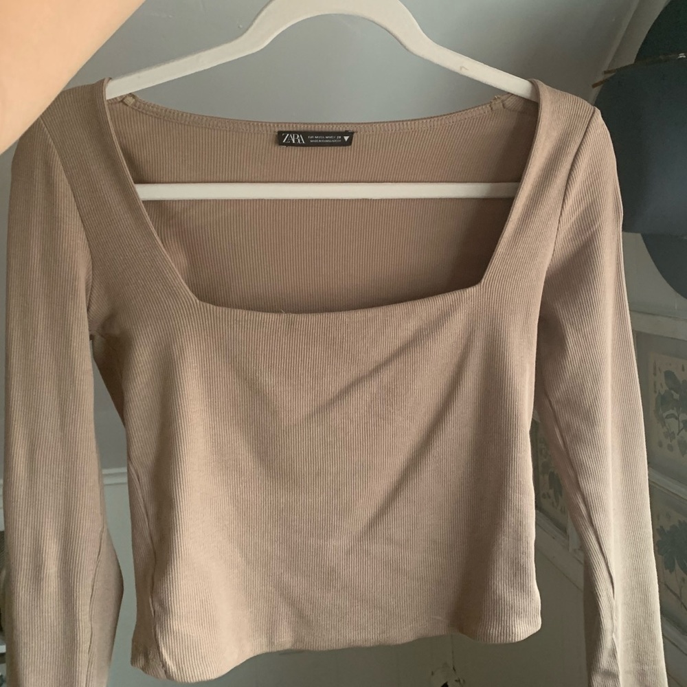 Zara square neck long sleeve top
